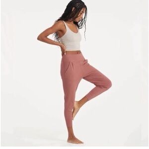 Vuori Pose At Ease Pant Ultra Soft Performance Rib Mid Rise Rosewood Heather